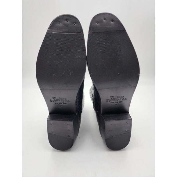 Vintage Foundry Co Main Chelsea Boot Black Leather Croc Embossed Size 7 - Picture 7 of 12